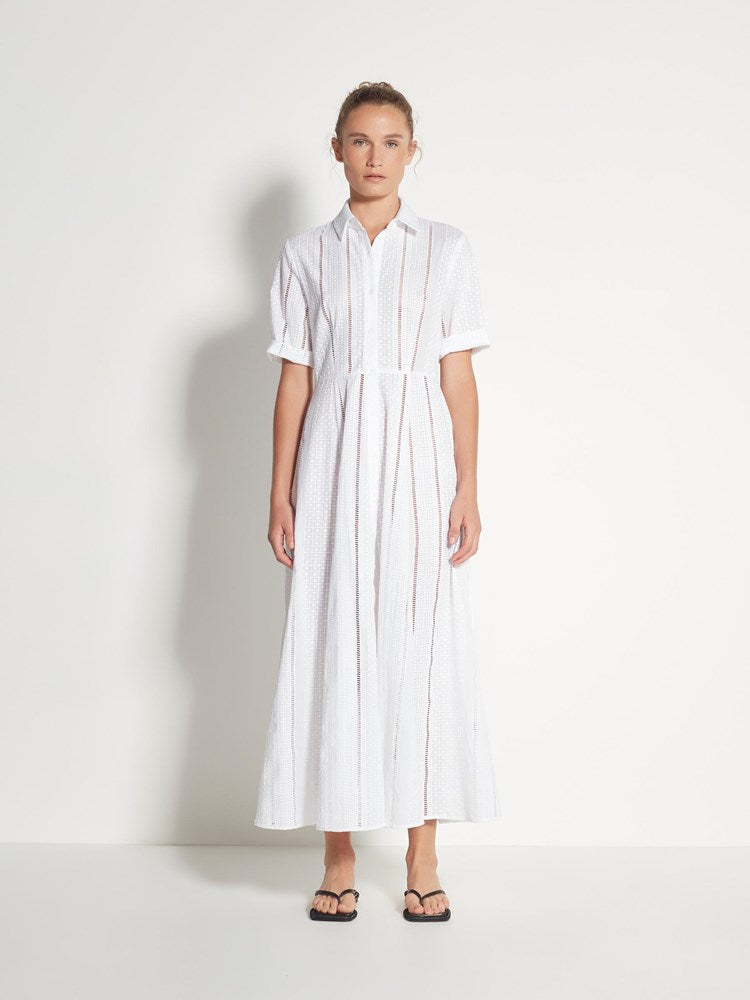 Delphi Dress (Lattice Broderie) White Emb